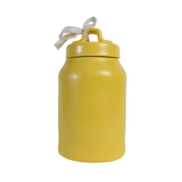 Rae Dunn Yellow Ceramic Canister Crack Me Up Lid Kitchen Decor Farmhouse - Picture 2 of 16